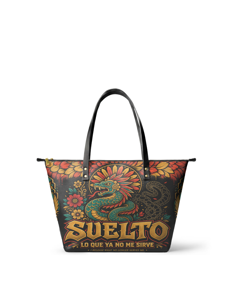 "Suelto lo que ya no me sirve" ver.2 Leather Tote Bag