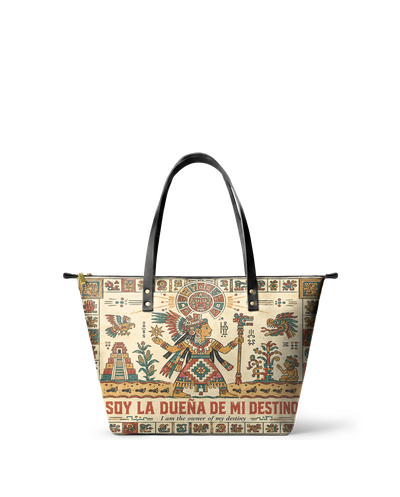 "Soy la dueña de mi destino" ver.3 Leather Tote Bag