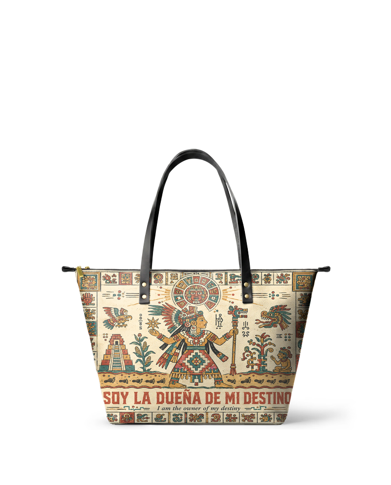 "Soy la dueña de mi destino" ver.3 Leather Tote Bag