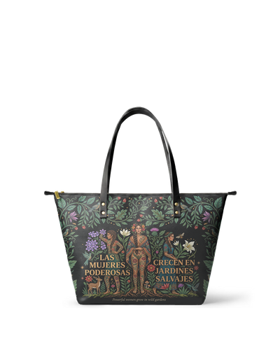 "Las mujeres poderosas crecen en jardines salvajes" ver.1 Leather Tote Bag