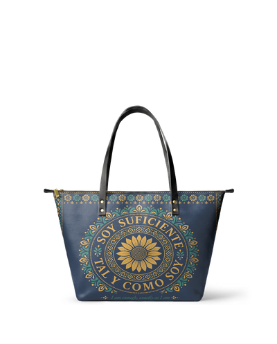 "Soy suficiente, tal y como soy" ver.7 Leather Tote Bag