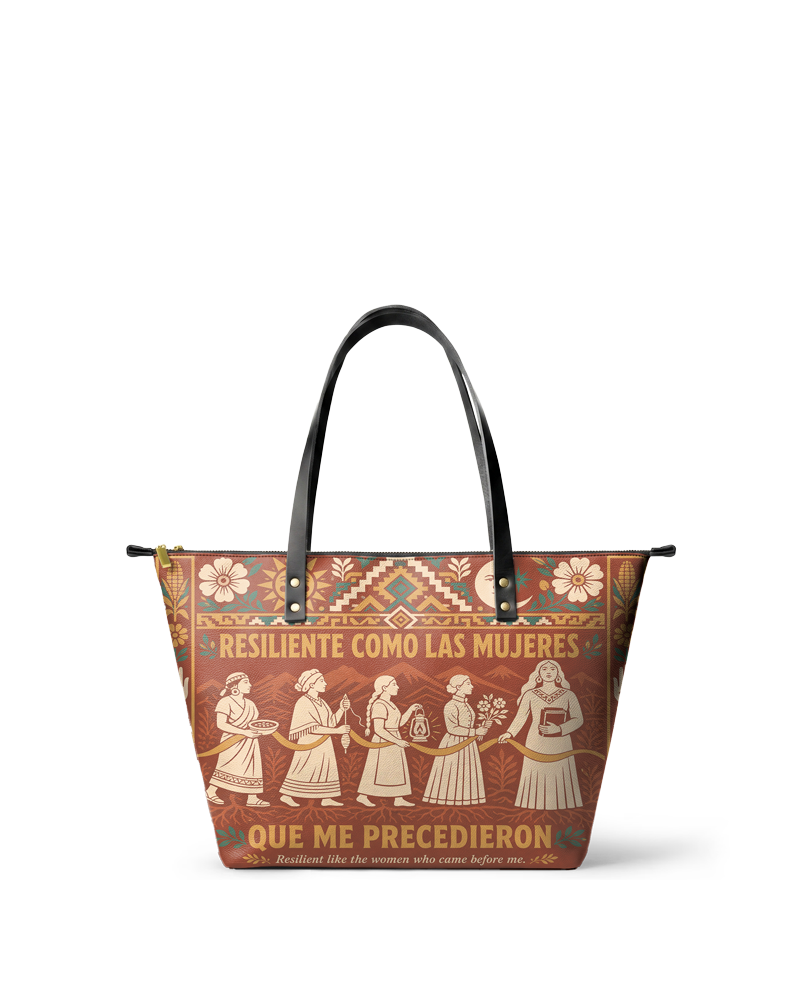 "Resiliente como las mujeres que me precedieron" ver.1 Leather Tote Bag