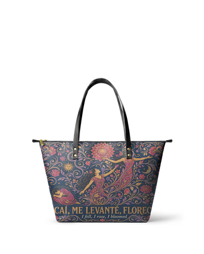 "Caí, me levanté, florecí" ver.5 Leather Tote Bag