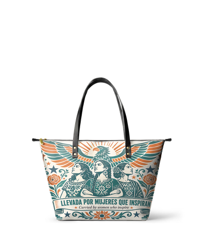 "Llevada por mujeres que inspiran" ver.3 Leather Tote Bag