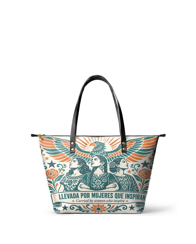 "Llevada por mujeres que inspiran" ver.3 Leather Tote Bag