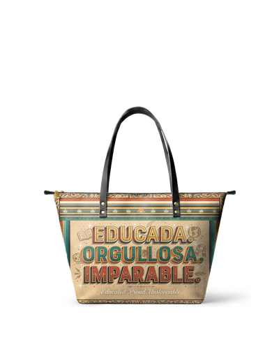 "Educada. Orgullosa. Imparable" ver.4 Leather Tote Bag