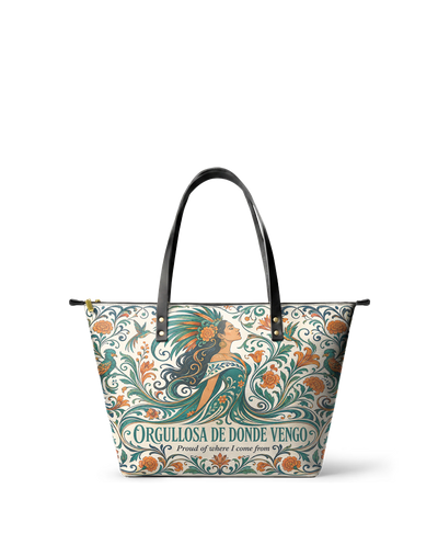 "Orgullosa de donde vengo" ver.3 Leather Tote Bag