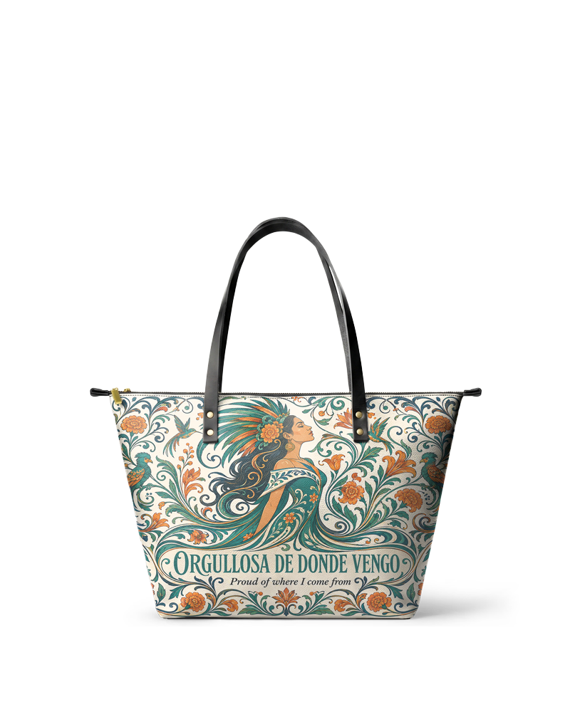 "Orgullosa de donde vengo" ver.3 Leather Tote Bag