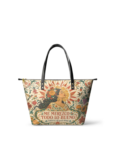 "Me merezco todo lo bueno" ver.3 Leather Tote Bag