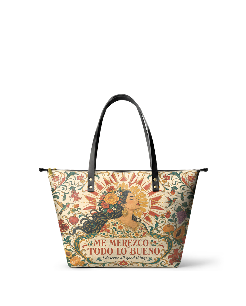 "Me merezco todo lo bueno" ver.3 Leather Tote Bag