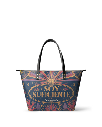 "Soy suficiente, tal y como soy" ver.3 Leather Tote Bag