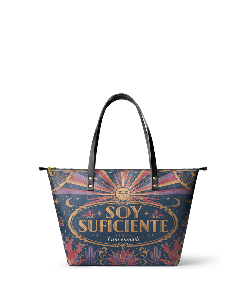 "Soy suficiente, tal y como soy" ver.3 Leather Tote Bag