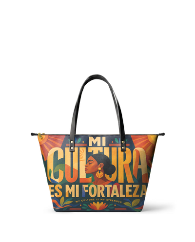 "Mi cultura es mi fortaleza" ver.2 Leather Tote Bag