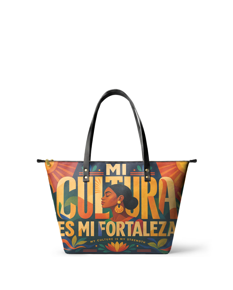 "Mi cultura es mi fortaleza" ver.2 Leather Tote Bag
