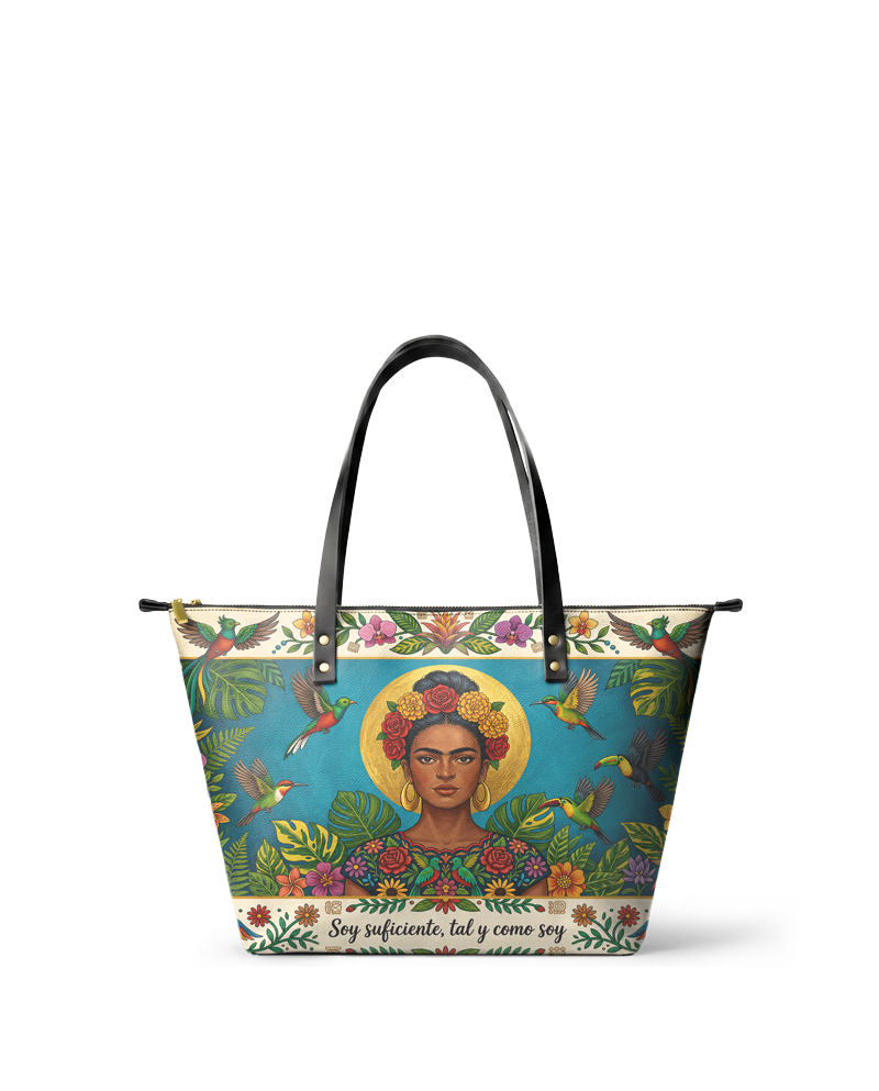 "Se amó hasta florecer" ver.2 Leather Tote Bag
