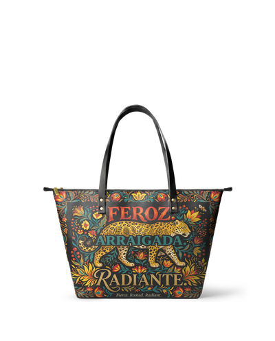 "Feroz. Arraigada. Radiante" ver.5 Leather Tote Bag