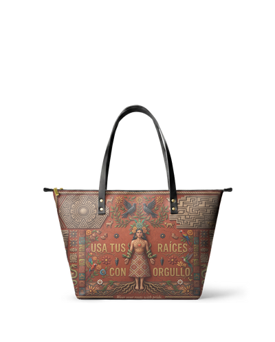 "Usa tus raíces con orgullo" ver.1 Leather Tote Bag