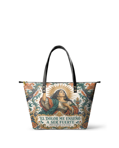 "El dolor me enseñó a ser fuerte" ver.5 Leather Tote Bag