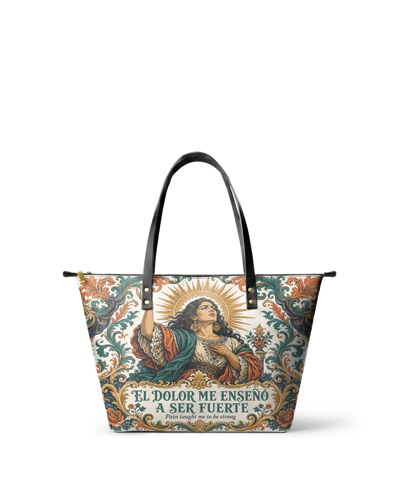 "El dolor me enseñó a ser fuerte" ver.5 Leather Tote Bag