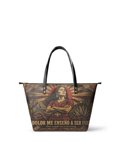 "El dolor me enseñó a ser fuerte" ver.2 Leather Tote Bag