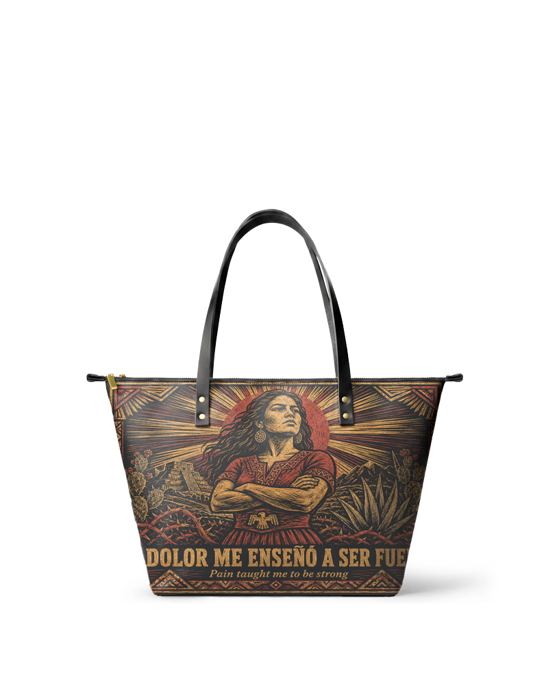 "El dolor me enseñó a ser fuerte" ver.2 Leather Tote Bag