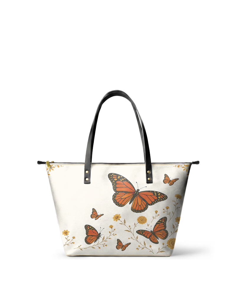 "PAPALOTL" Leather Tote Bag