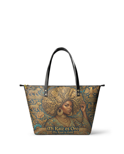 "Mi Raíz es Oro" ver.2 Leather Tote Bag