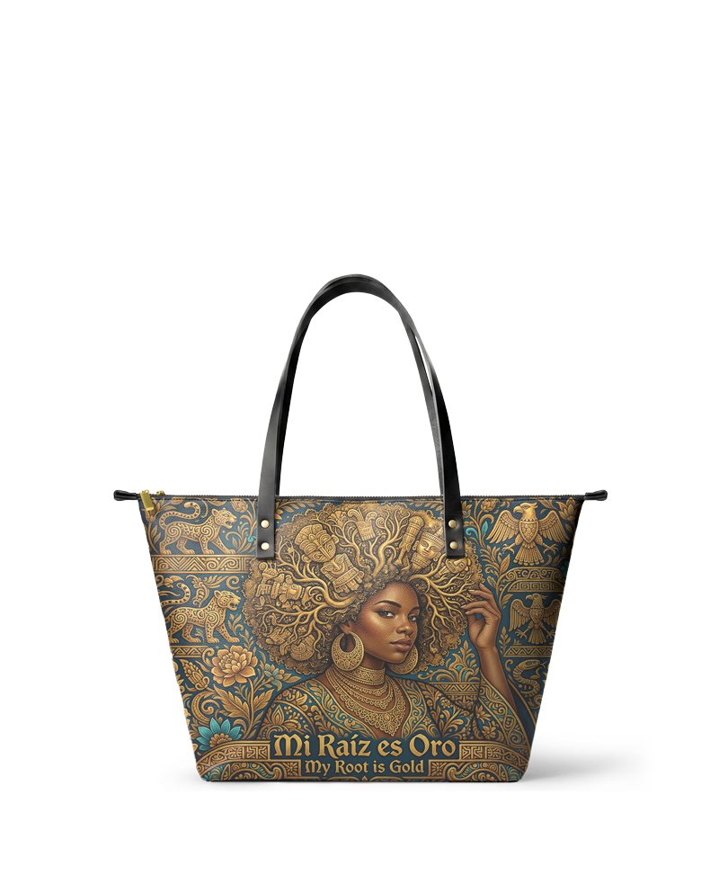 "Mi Raíz es Oro" ver.2 Leather Tote Bag