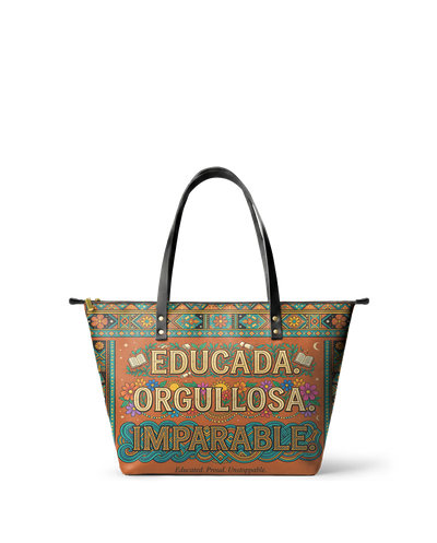 "Educada. Orgullosa. Imparable" ver.1 Leather Tote Bag