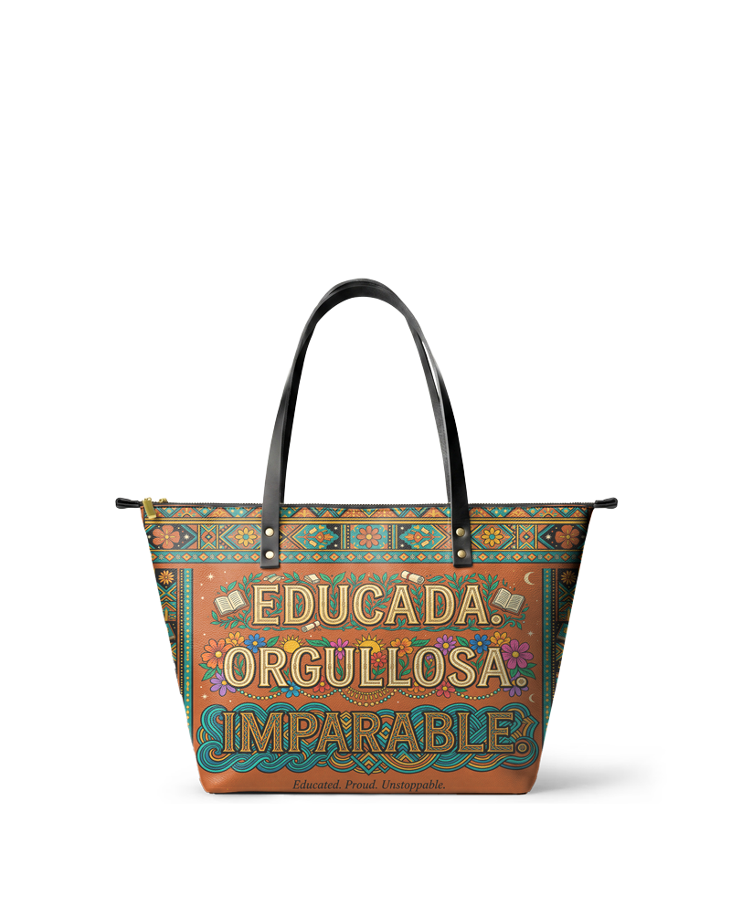 "Educada. Orgullosa. Imparable" ver.1 Leather Tote Bag