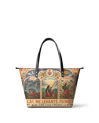 "Caí, me levanté, florecí" ver.1 Leather Tote Bag