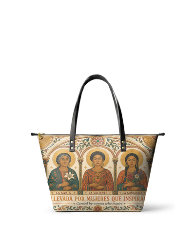 "Llevada por mujeres que inspiran" ver.1 Leather Tote Bag