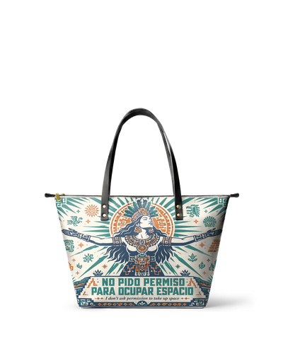 "No pido permiso para ocupar espacio" ver.4 Leather Tote Bag