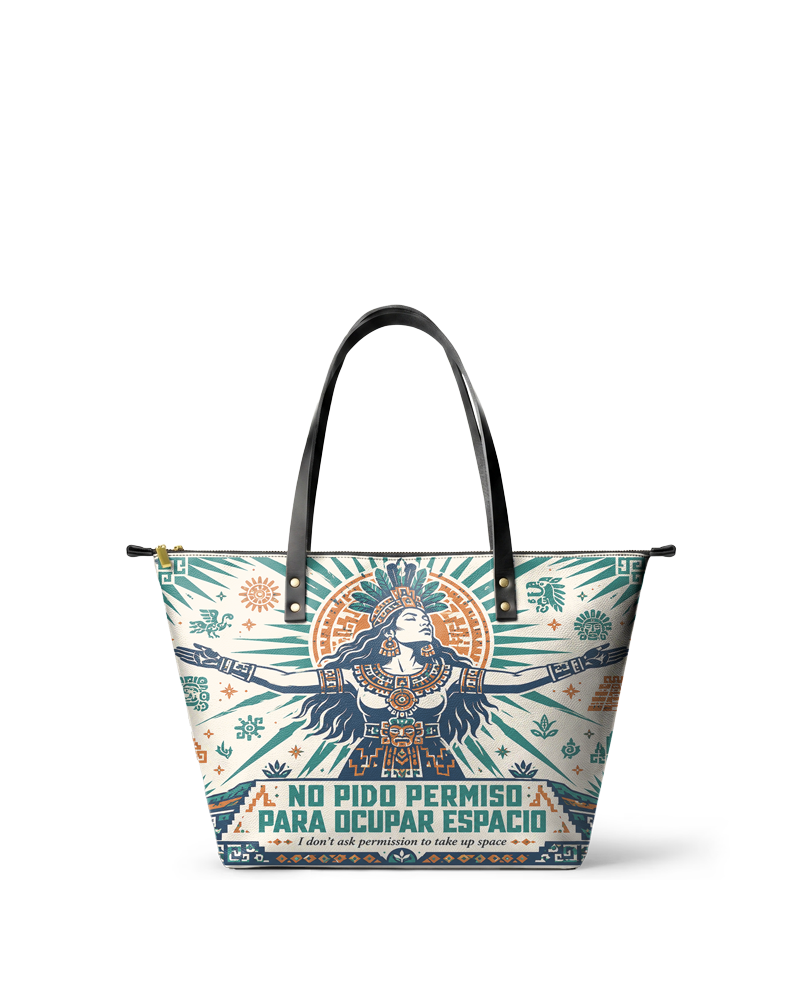"No pido permiso para ocupar espacio" ver.4 Leather Tote Bag