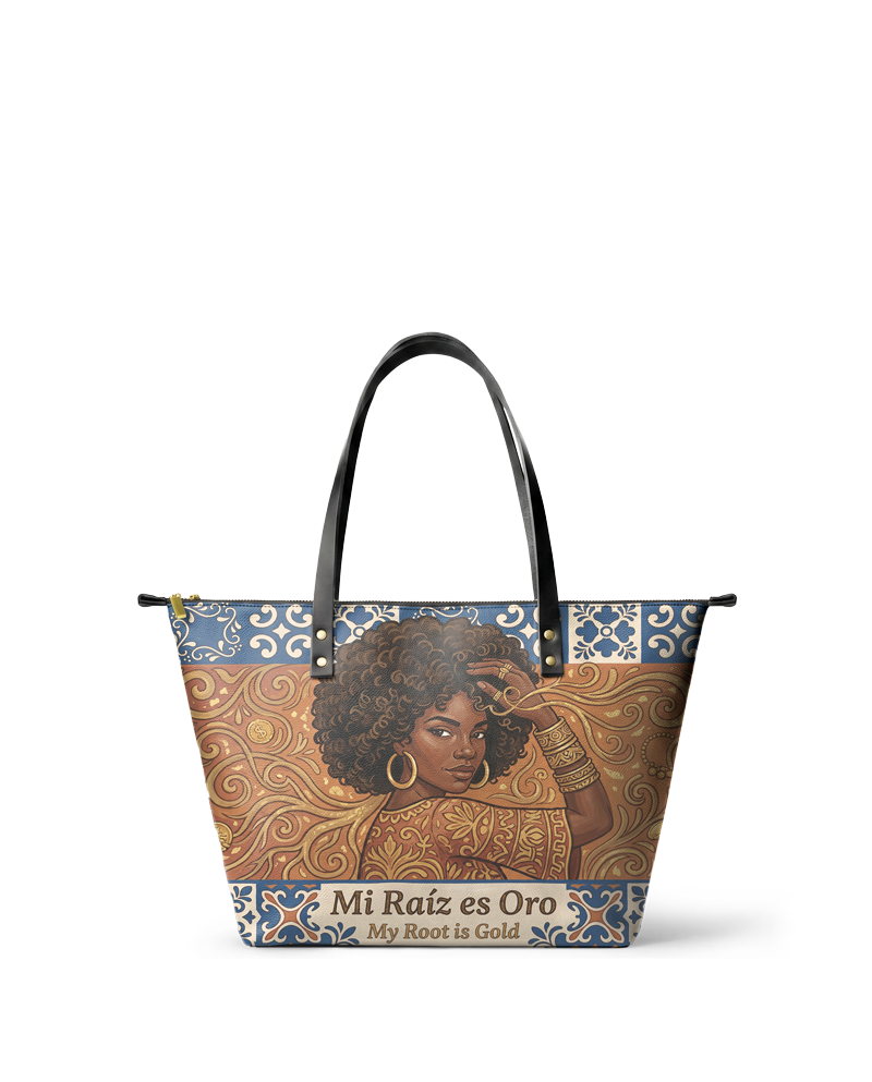"Mi Raíz es Oro" ver.1 Leather Tote Bag