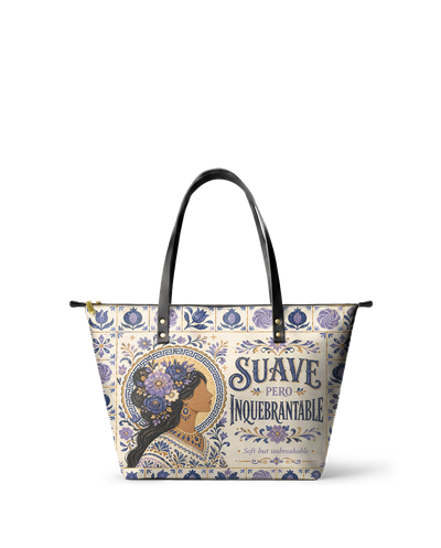 "Suave pero inquebrantable" ver.7 Leather Tote Bag