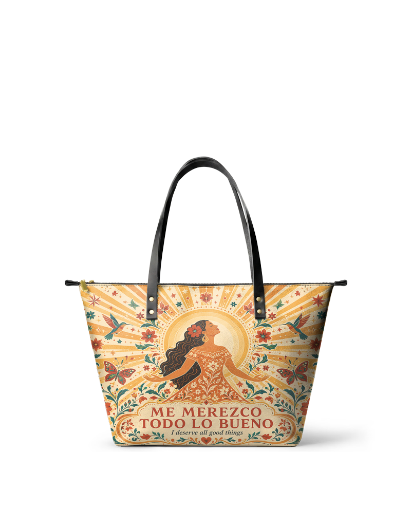 "Me merezco todo lo bueno" ver.4 Leather Tote Bag
