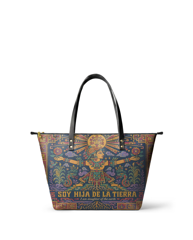 "Soy hija de la tierra" ver.2 Leather Tote Bag