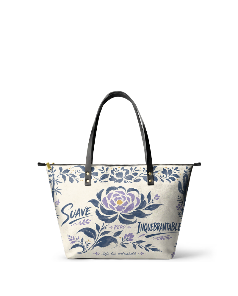 "Suave pero inquebrantable" ver.2 Leather Tote Bag