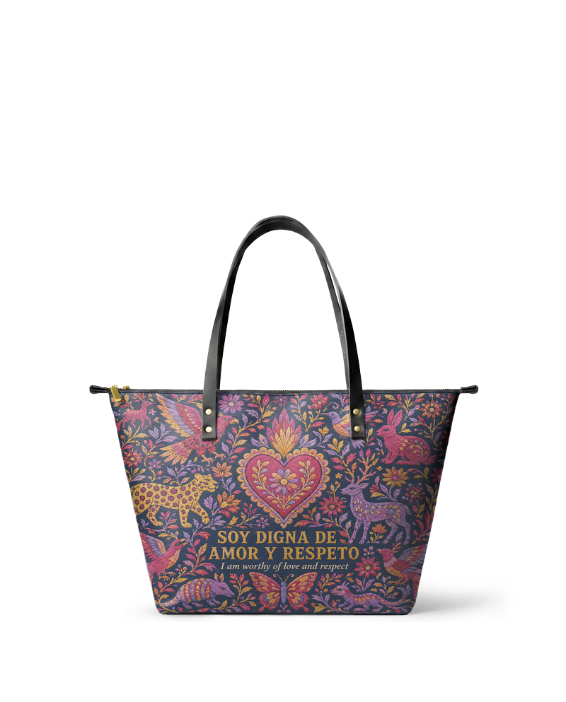 "Otomi Wild Embroidery" ver.2 Leather Tote Bag