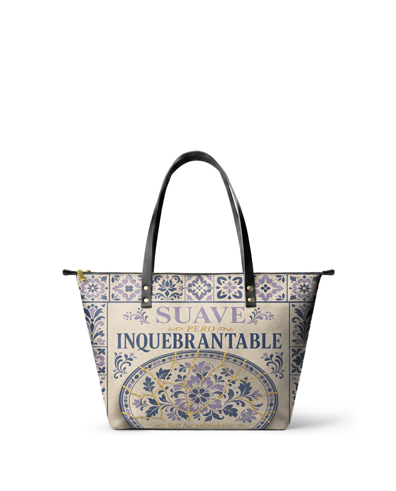 "Suave pero inquebrantable" ver.4 Leather Tote Bag