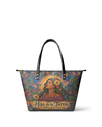 "Soy hija de la tierra" ver.4 Leather Tote Bag