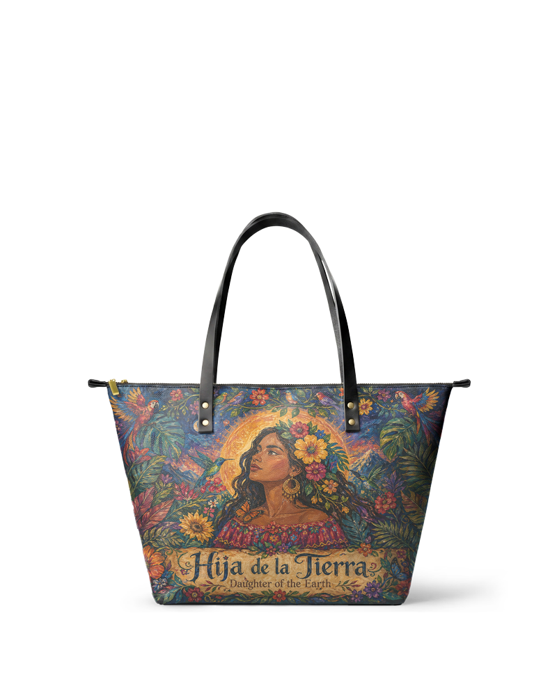 "Soy hija de la tierra" ver.4 Leather Tote Bag