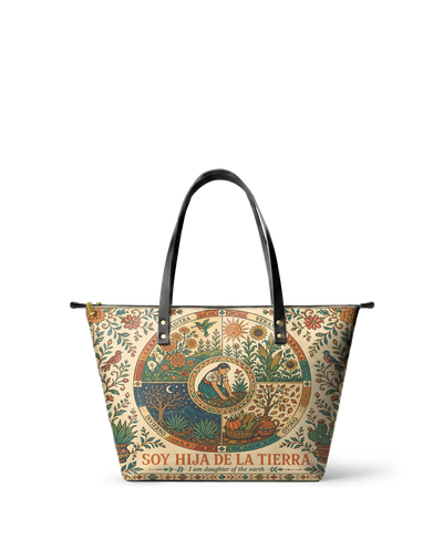 "Soy hija de la tierra" ver.1 Leather Tote Bag