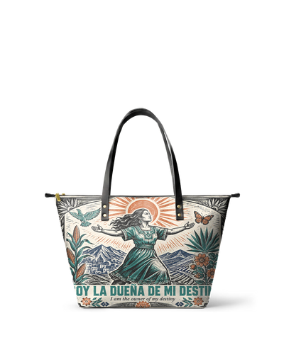 "Soy la dueña de mi destino" ver.2 Leather Tote Bag