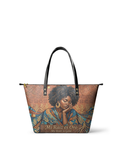 "Mi Raíz es Oro" ver.4 Leather Tote Bag