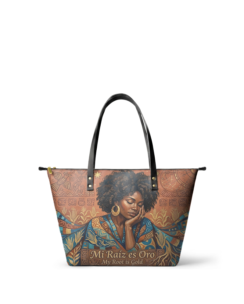 "Mi Raíz es Oro" ver.4 Leather Tote Bag