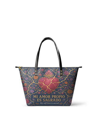 "Mi amor propio es sagrado" ver.3 Leather Tote Bag