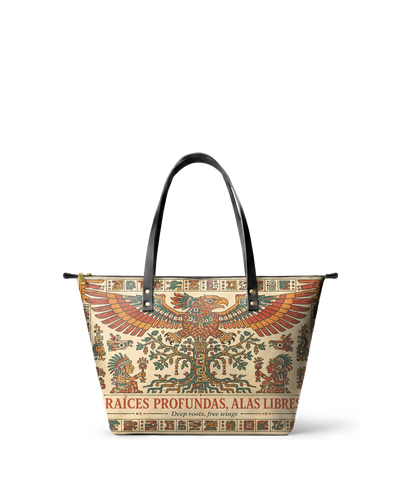 "Raíces profundas, alas libres" ver.3 Leather Tote Bag