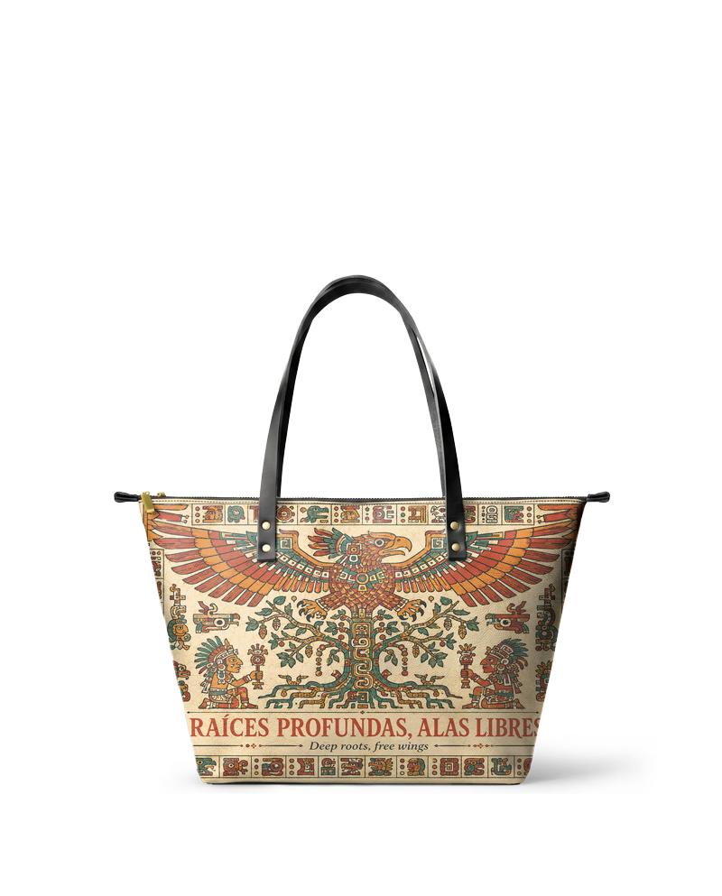 "Raíces profundas, alas libres" ver.3 Leather Tote Bag